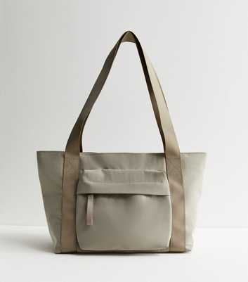 Olive Pocket Front Tote Bag