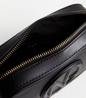 Black Leather-Look Embossed Camera Cross Body Bag New Look