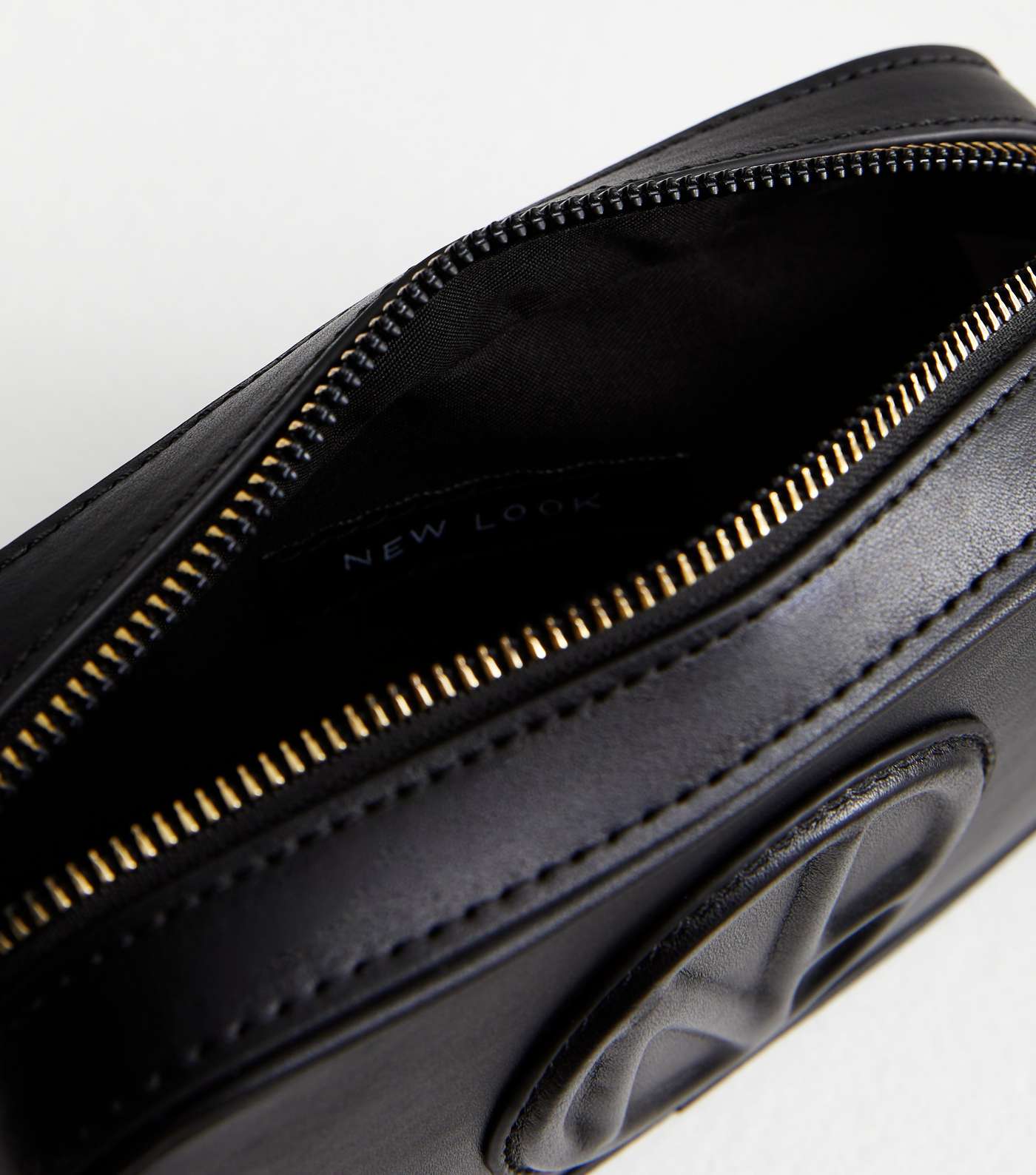 Black Leather-Look Embossed Camera Cross Body Bag Image 5