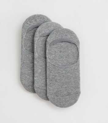 3 Pack Grey Sports Heel-Grip Invisible Socks