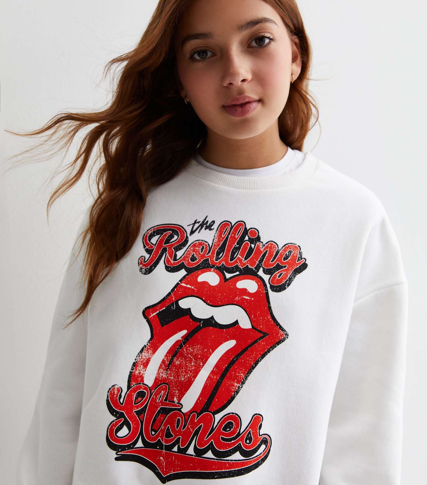 Girls White The Rolling Stones Logo Sweatshirt Image 2