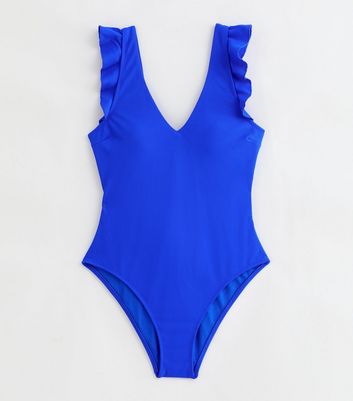 Blue Frill Swimsuit New Look