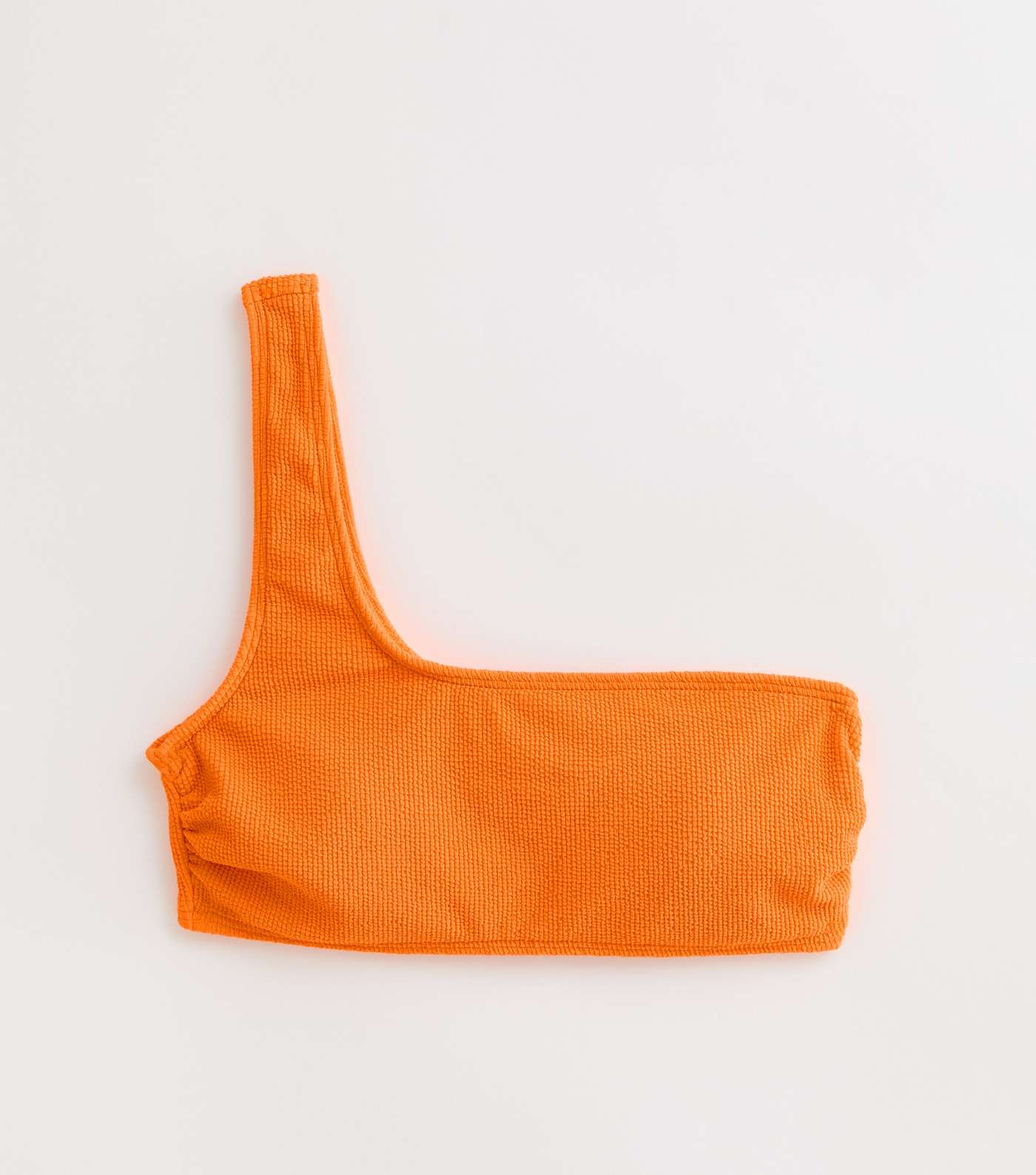 Bright Orange Crinkle One Shoulder Crop Bikini Top Image 5