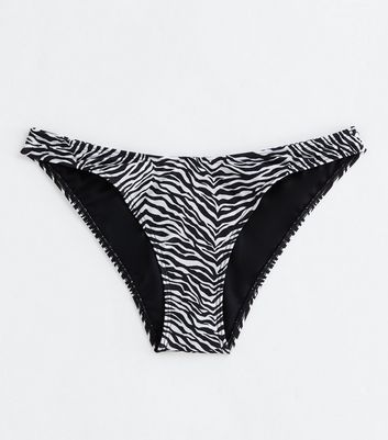 Black Zebra Print Bikini Bottoms New Look