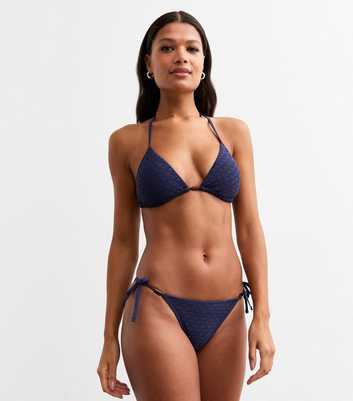 Blue Crochet Side Tie Bikini Bottoms