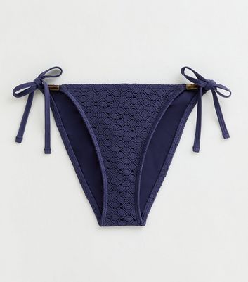 Blue Crochet Side Tie Bikini Bottoms New Look