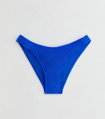 Blue Crinkle V Front Bikini Bottoms New Look