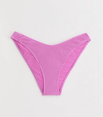 Lilac Crinkle Textured Bikini Briefs New Look