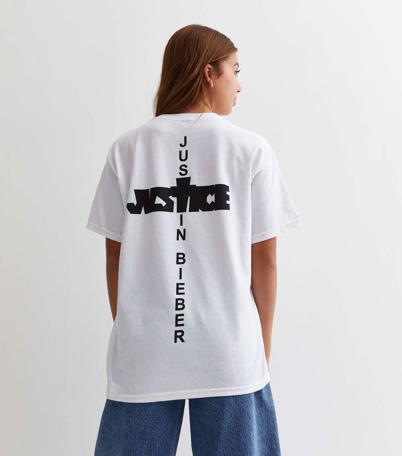 Girls White Cotton Justin Bieber Justice Tour Logo Long T-Shirt Image 4