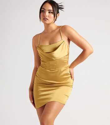 Urban Bliss Olive Satin Corset Mini Dress