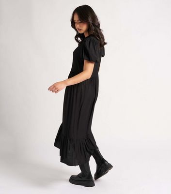 Urban Bliss Black Leather-Look Puff Sleeve Dress