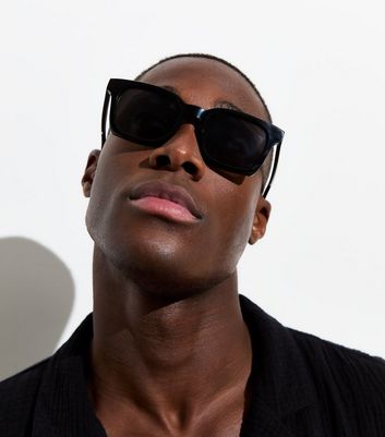 Men's Black Square Frame Sunglasses New Look