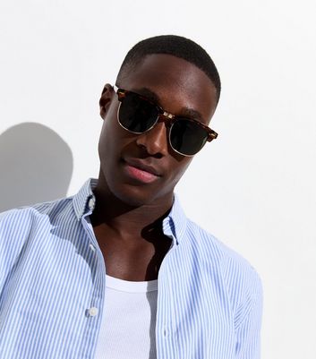 Men's Brown Tortoiseshell Square Frame Sunglasses New Look