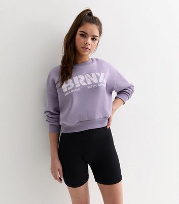 Girls Lilac BRNX Logo Crop Sweatshirt New Look