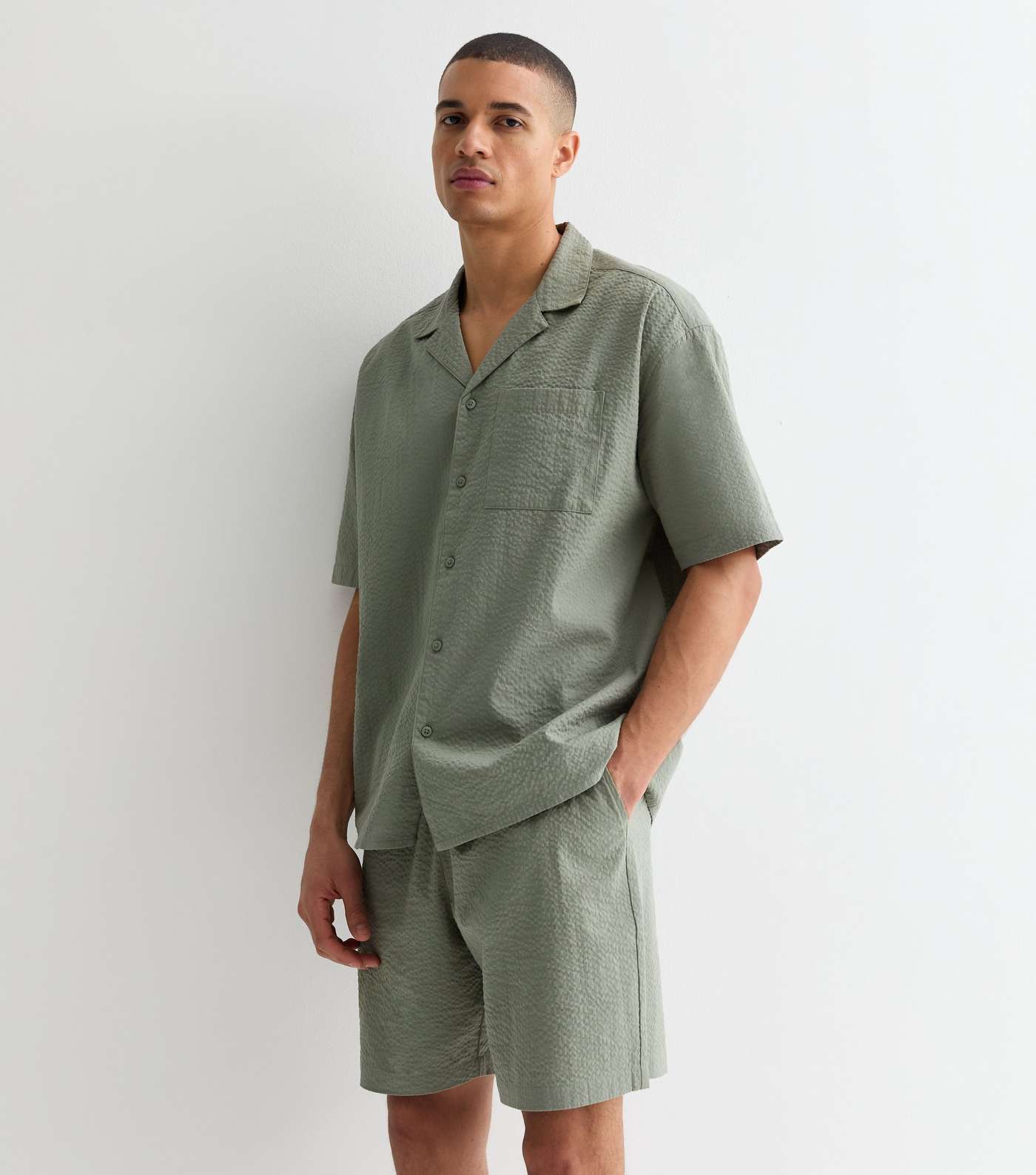 Olive Relaxed Fit Cotton Drawstring Shorts