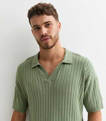 Light Green Rib Knitted Polo Shirt