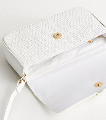White Woven Shoulder Bag New Look