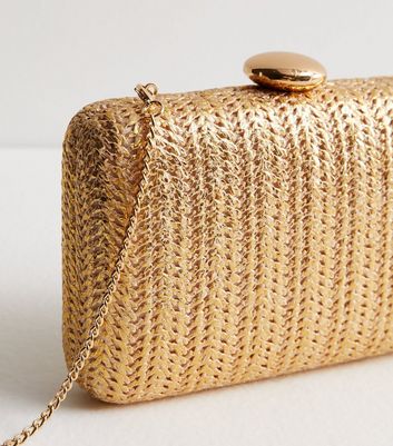 Gold woven clutch online bag