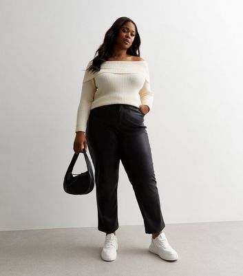 ONLY Curves Off White Knit Bardot Jumper New Look