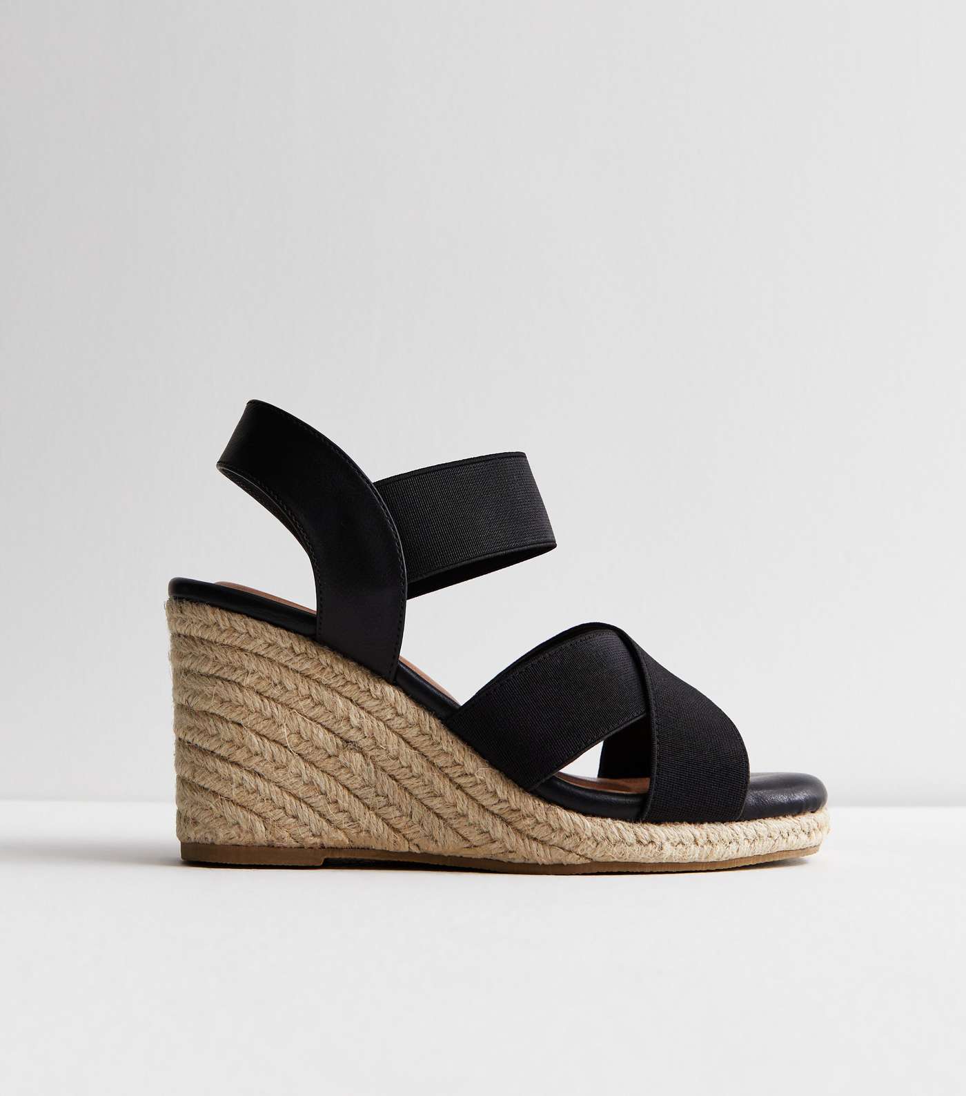 Extra Wide Fit Black Espadrille Wedge Sandals | New Look
