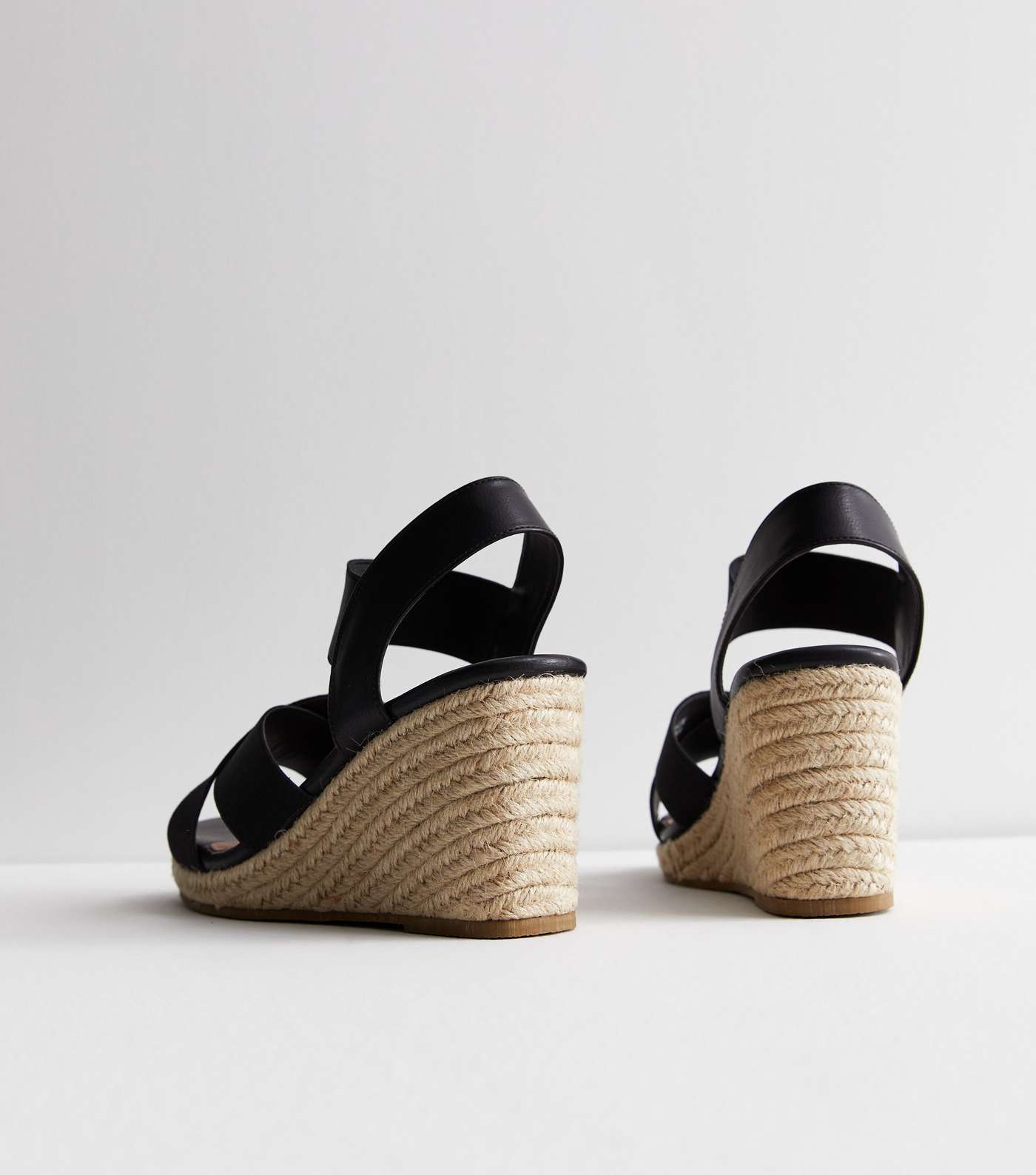 Extra Wide Fit Black Espadrille Wedge Sandals Image 5