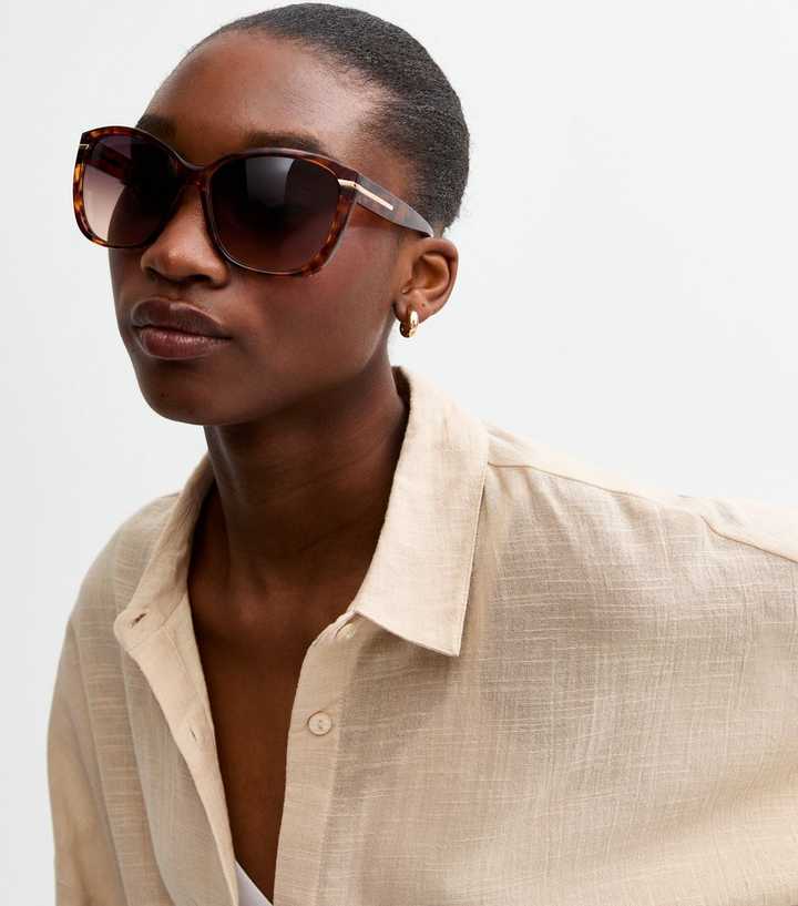 Brown Tortoiseshell Oversized Sunglasses | New Look display picture 1