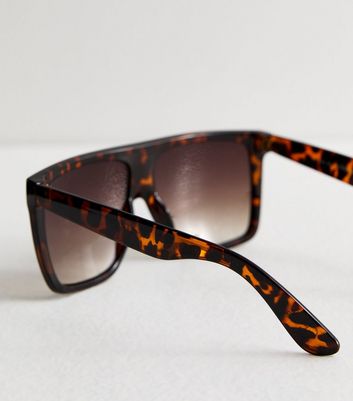 Brown Tortoiseshell Flat Top Sunglasses New Look