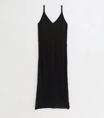 Black Crochet Maxi Beach Dress New Look