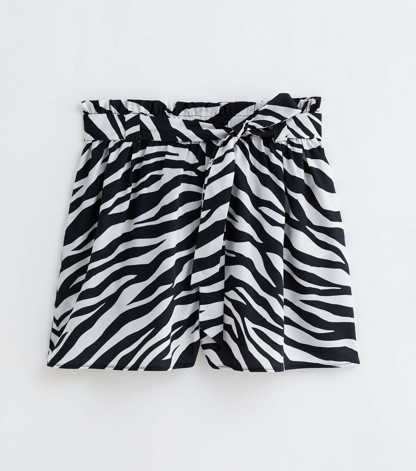 Black Zebra Print Belted Beach Shorts Image 5