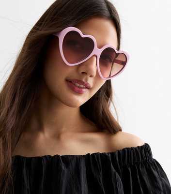 Pink Oversized Heart Frame Sunglasses