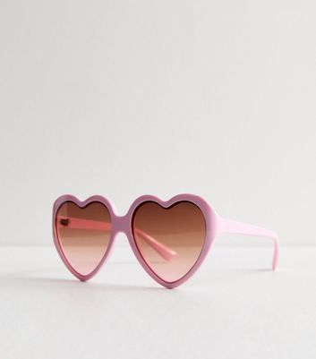 Pink Oversized Heart Frame Sunglasses New Look
