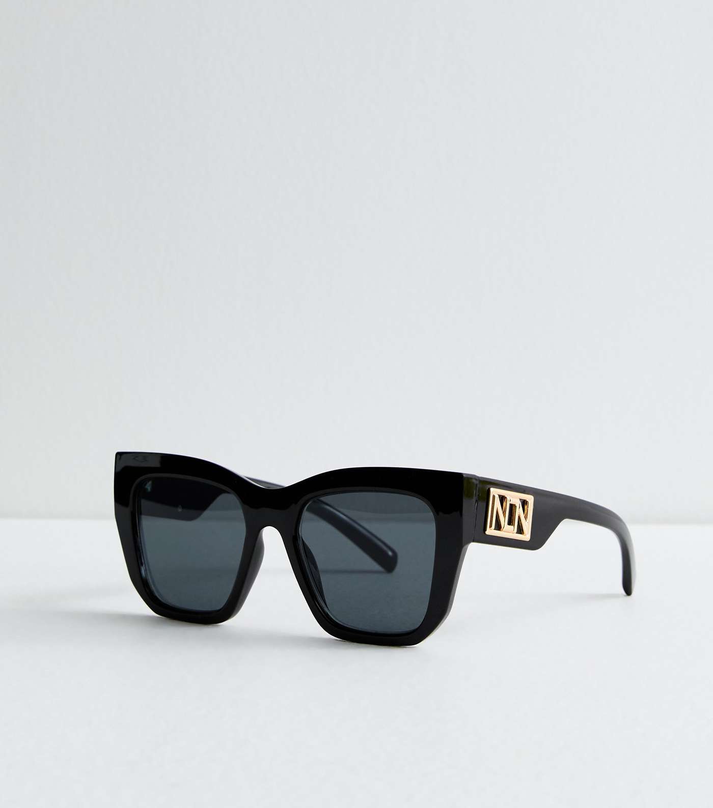 Black NL Logo Square Sunglasses Image 2
