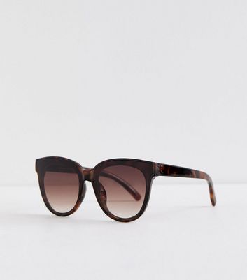 Dark Brown Tortoiseshell Effect Round Frame Sunglasses New Look