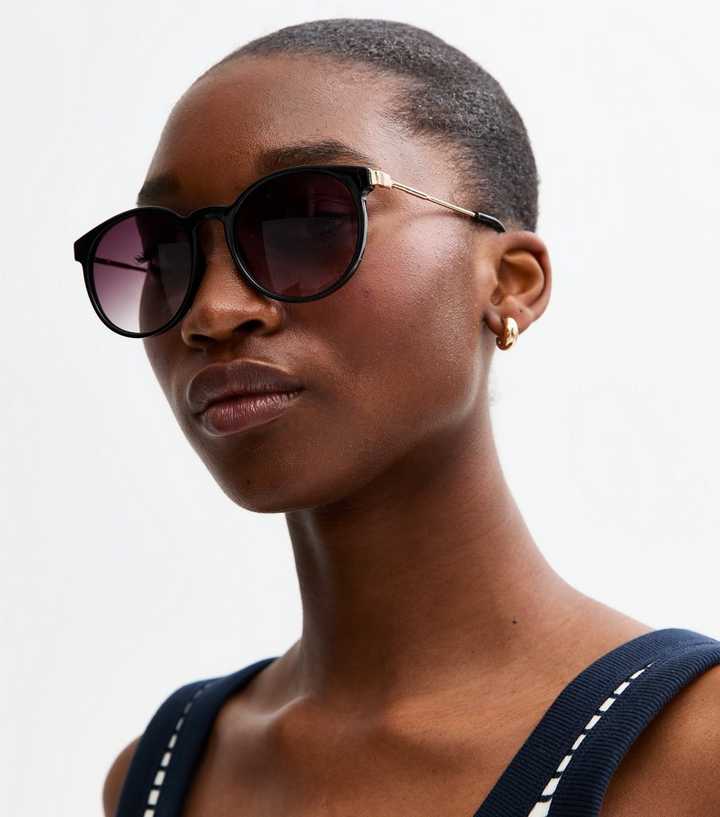 Black Round Frame Sunglasses