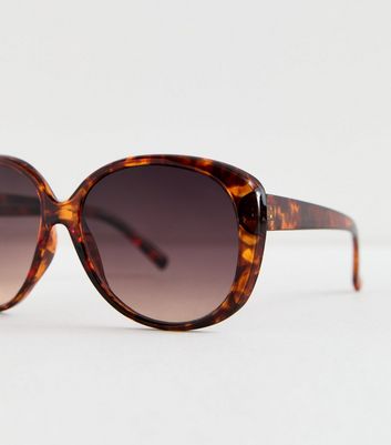 Brown Tortoiseshell Oversized Oval Frame Sunglasses New Look