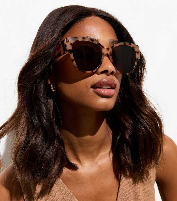 Brown Tortoiseshell Effect Oversized Sunglasses