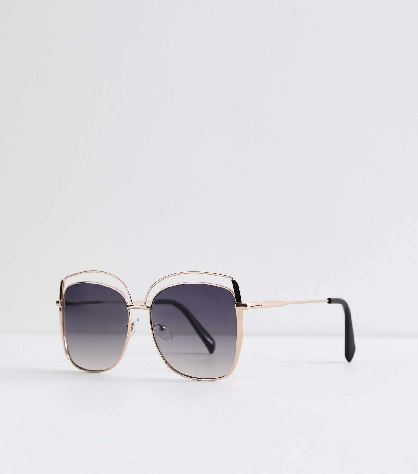 Gold Curved Frame Sunglasses Image 2