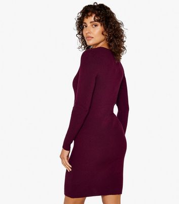 Burgundy ribbed outlet dress