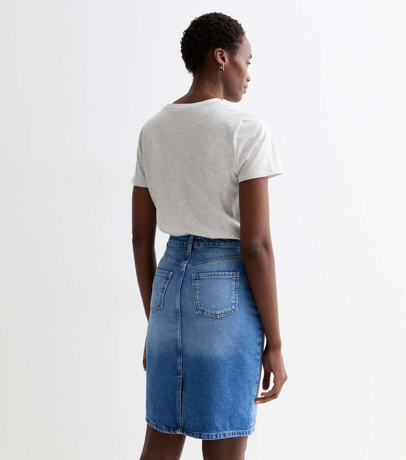 Tall Blue Knee Length Denim Skirt Image 4