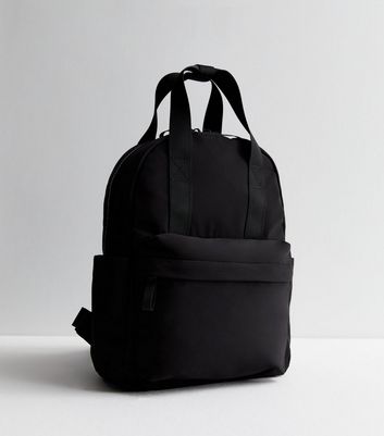 Black Top Handle Midi Backpack New Look