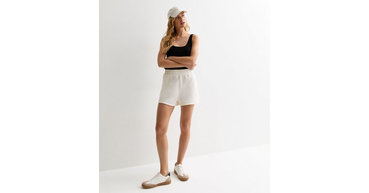 White Cuff Jogger Shorts