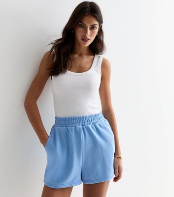 Pale Blue Jogger Shorts New Look