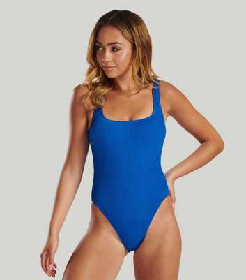 South Beach Bright Blue Textured Crinkle Swimsuit