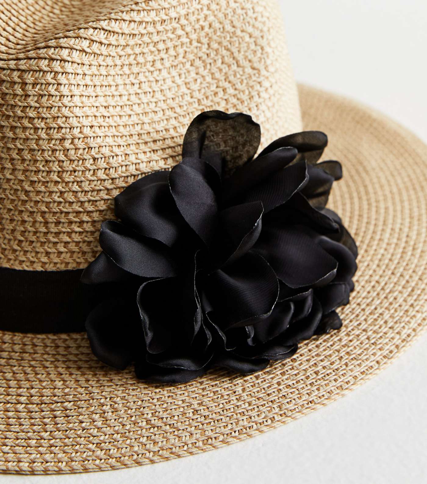 Stone Straw Effect Floral Corsage Fedora Hat Image 3