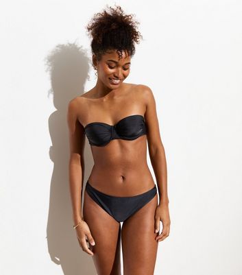 Black Ruched Balconette Bikini Top New Look