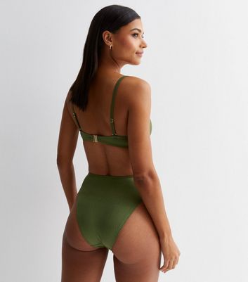 Khaki green high on sale waisted bikini bottoms