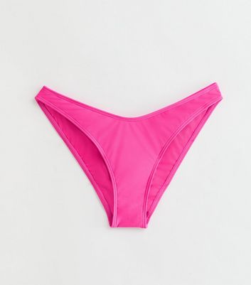 Neon Pink V Front Bikini Bottoms New Look