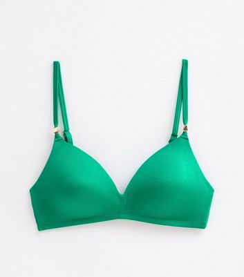 Green Moulded Bead Trim Bikini Top New Look