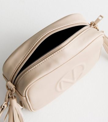 Cream Leather-Look Embossed Cross Body Bag New Look