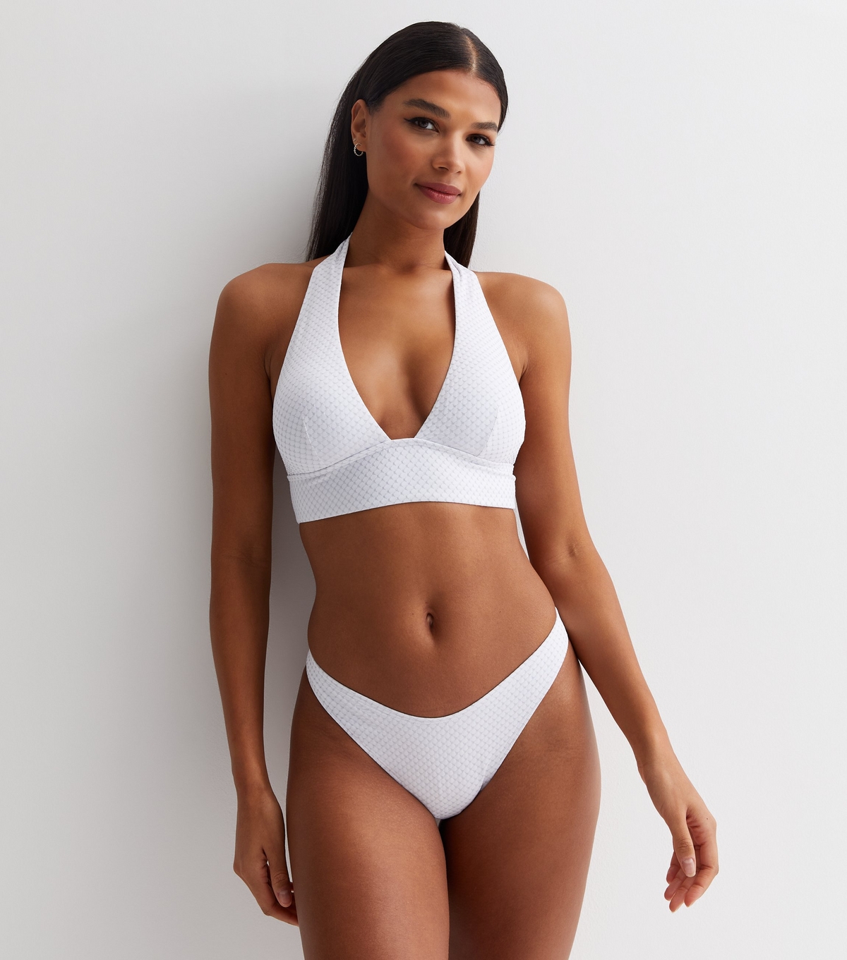 Women's White Glitter Spot V Front Bikini Bottoms New Look